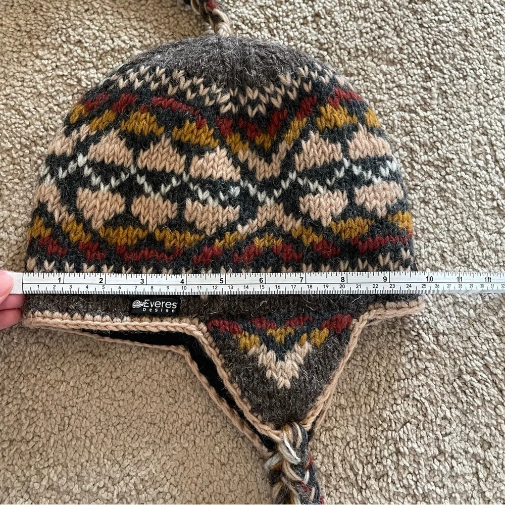 Wool Nordic Design Everest Earflap Knit Hat - Multicolor Pattern Hygge Scandi